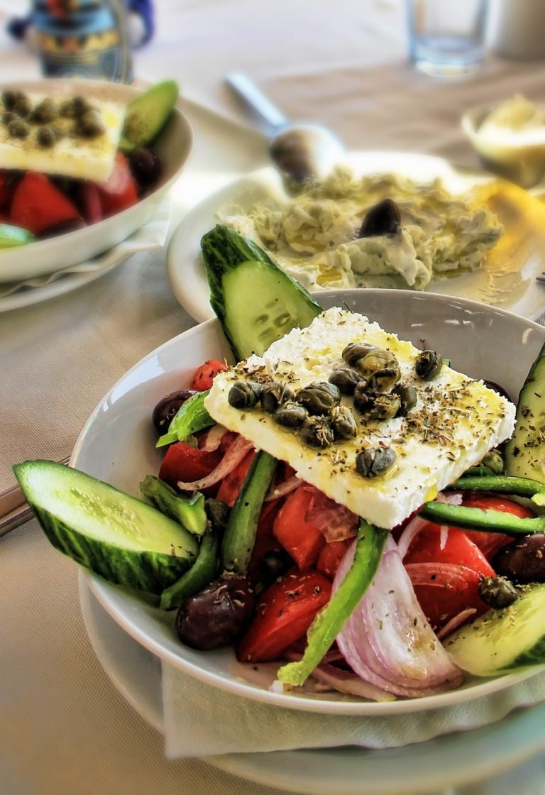 salad, greek salad, santorini